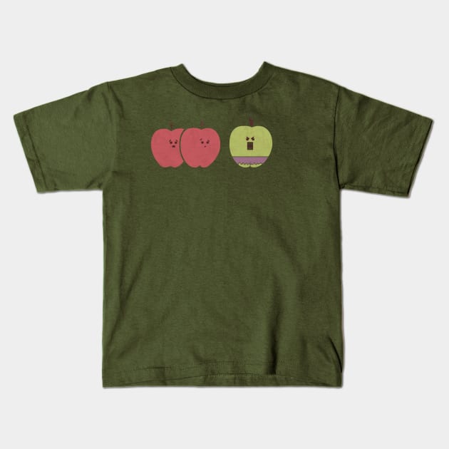 Green Apples Are Always Angry Kids T-Shirt by HandsOffMyDinosaur